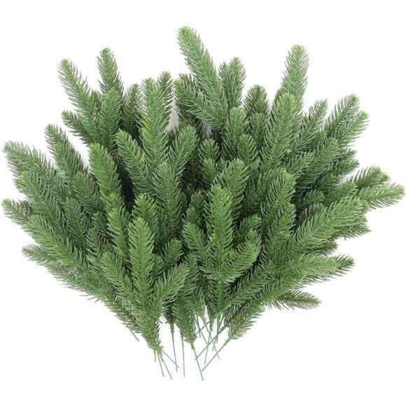 50 Pcs Artificial Pine Branches Green Plants Pine Needles DIY Accessories - Picture 1 of 16